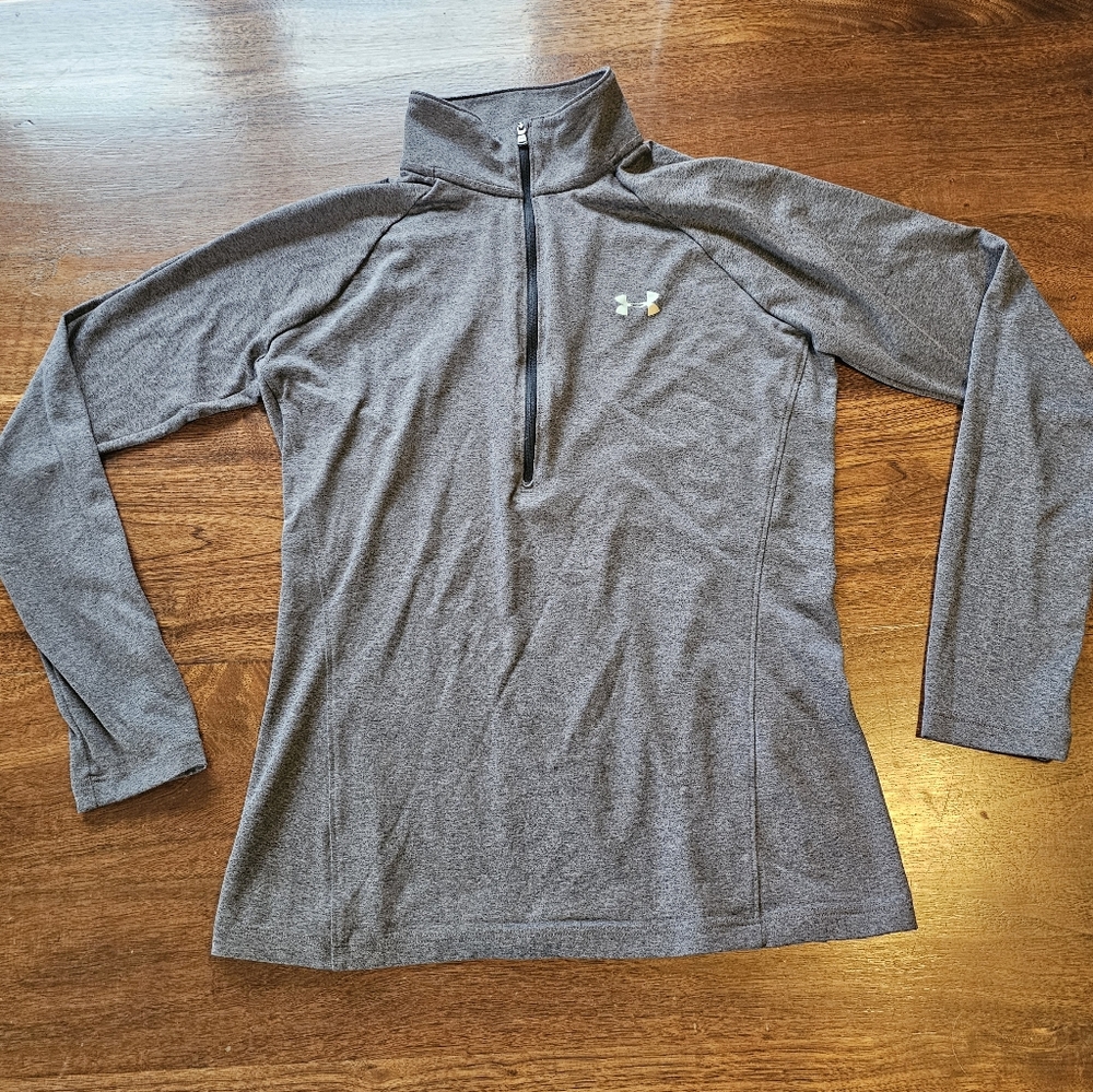 Under Armour Gray Women's Tech Half Zip Long Sleeve Breathable Shirt Heat Gear